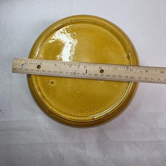 Vintage Jenkins Ceramics California MCM Yellow Drip Glazed Planter Bowl Handcraf - Picture 5 of 9